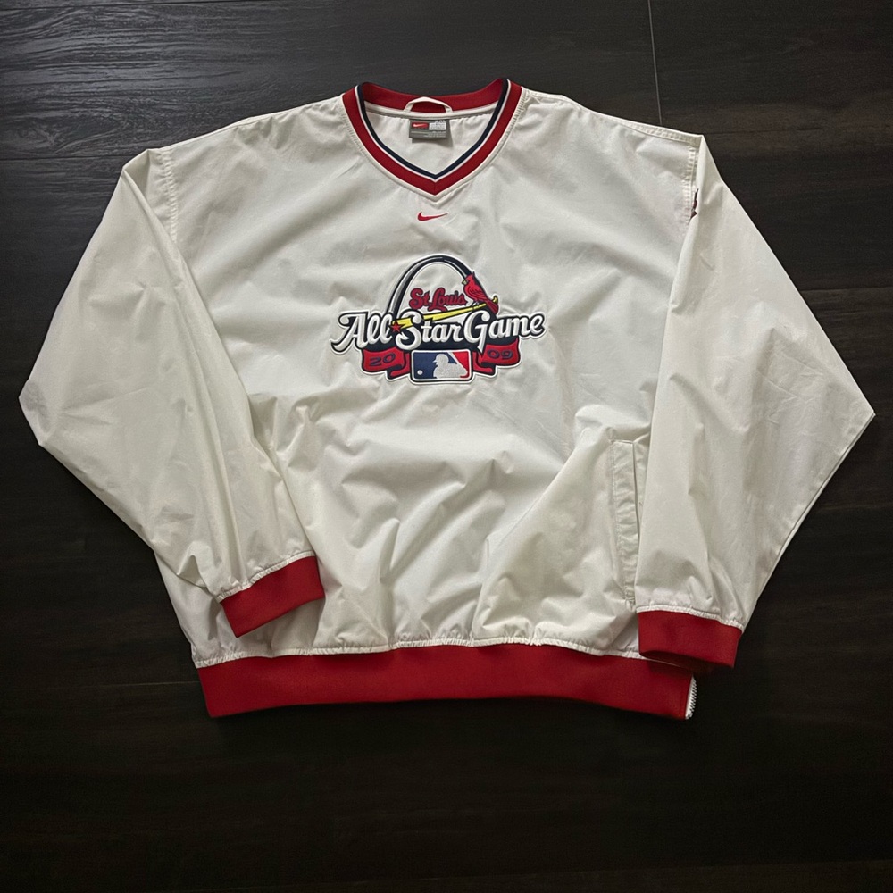 RARE Y2K STL Cardinals 2009 All Star Game Nike Center Swoosh White Windbreaker